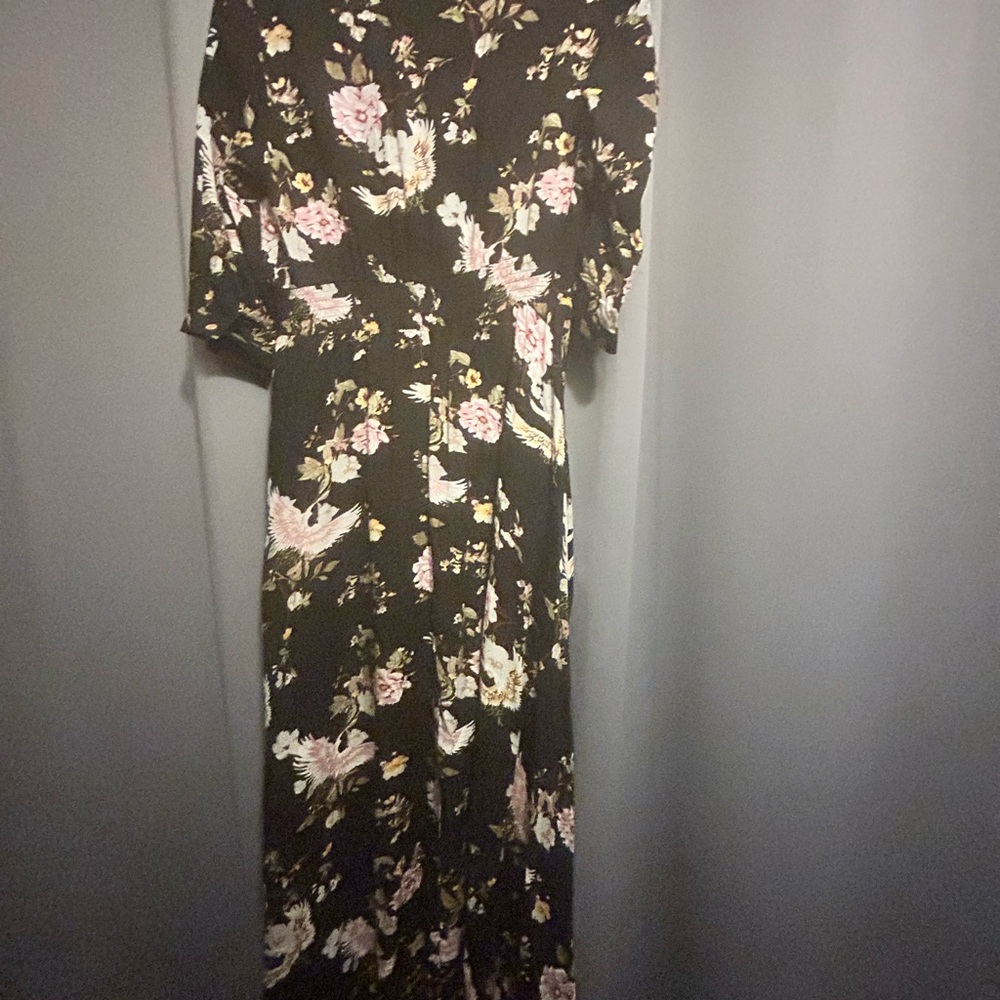 Elegant Floral Black Maxi Dress